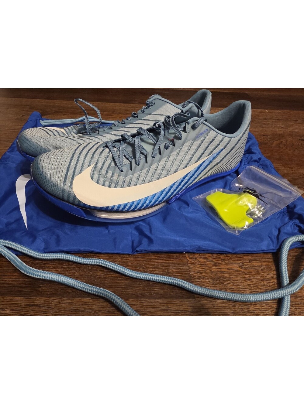 Size 13 Nike Air Zoom Maxfly 2 Track Field Spikes Denim Turq Blue HQ1843-400